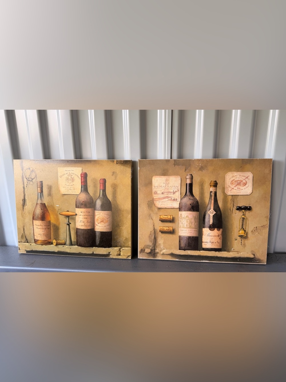 Vintage Wine Bottle Wall Art Set Of Two